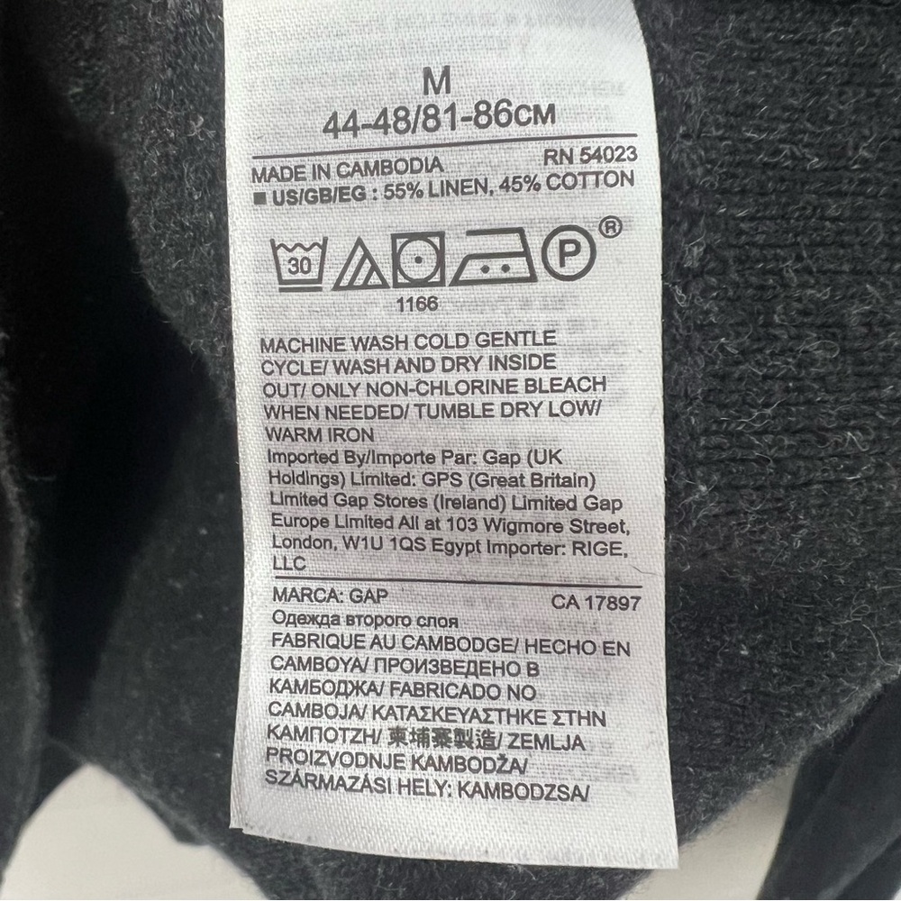 GAP Moonless Night Cotton Linen Minimalist Contemporary Charcoal Knit Sweater M - Picture 11 of 14